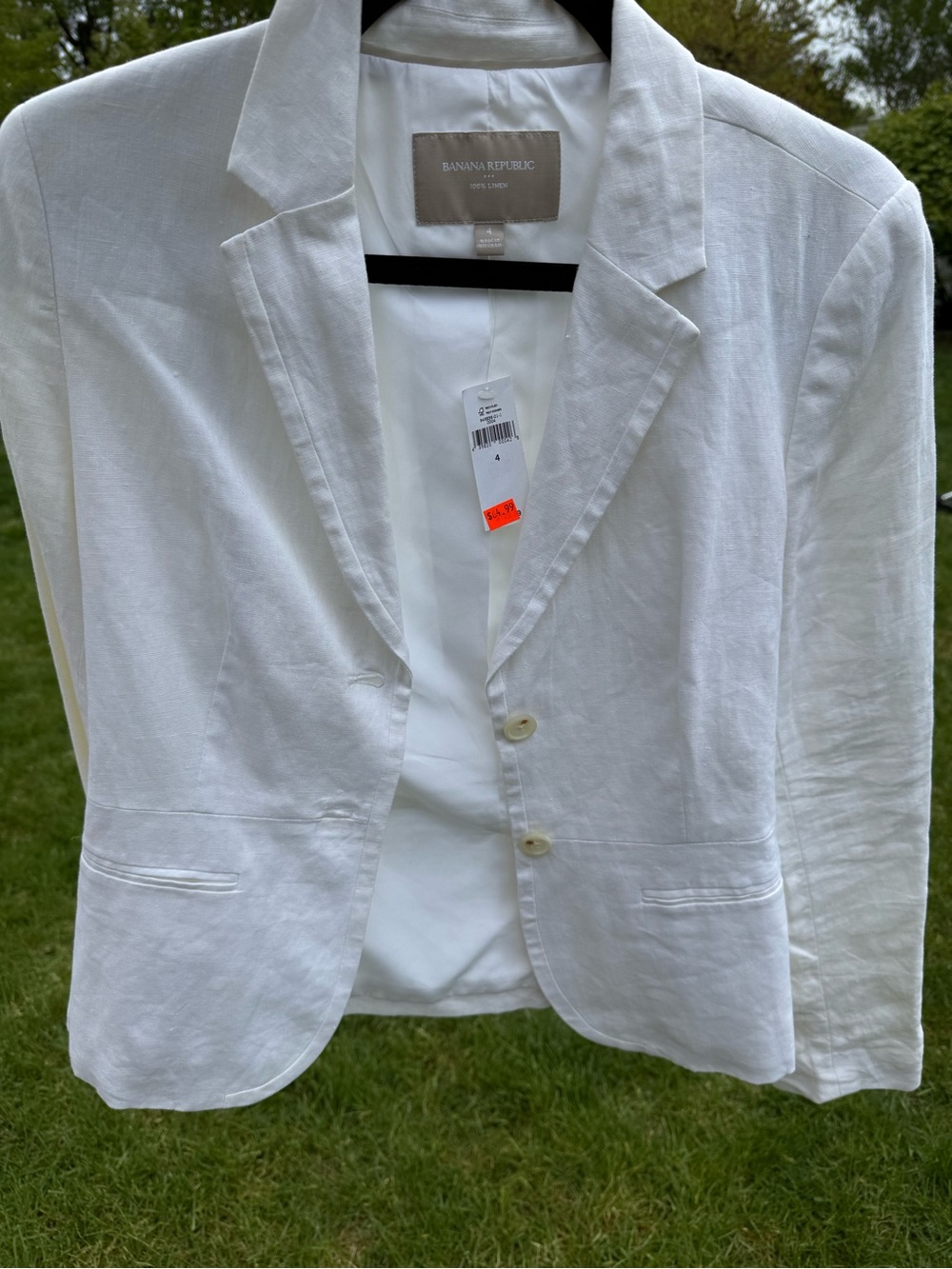 NWT Banana Republic Cream Linen Blazer Size 4 - Picture 6 of 6